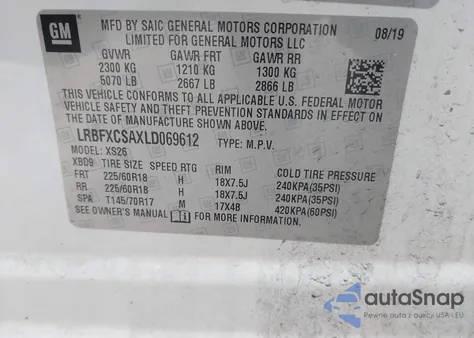 2020 Buick Envision Fwd Essence z USA, uszkodzony, nr VIN LRBFXCSAXLD069612